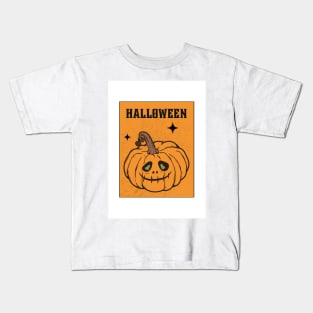 Ghoulish Halloween Pumpkin Illustration Kids T-Shirt